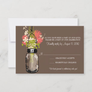 Antworten Mason Glas und Wildblumen RSVP Karte