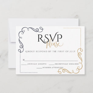 Antworten     Modern Schwarz und Gold  Minimalisti RSVP Karte