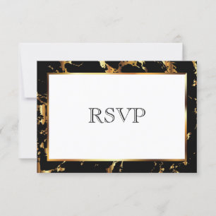 Antworten  Schwarz-Weißer Marmor RSVP Karte