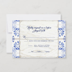 Antworten Sie bitte Farmhaus Farm Lapis Blau Weiß RSVP Karte