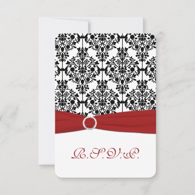 Antwortkarte 2 von rot, weiß und schwarz RSVP karte (Vorderseite)