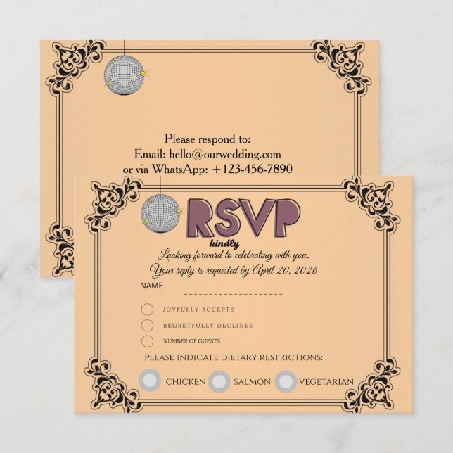 Antwortkarte | Bestätigung der Teilnahme & Anzahl  RSVP Karte (Vorne/Hinten)