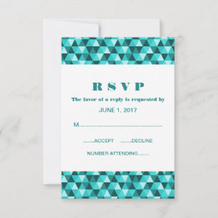 Antwortkarte für aquamarine geometrische Dreiecke RSVP Karte