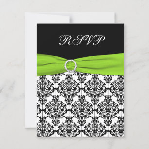 Antwortkarte für Chartreuse, Weiß und Schwarz RSVP Karte