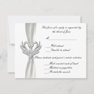 Antwortkarte für das White Ribbon Silver Swans RSVP Karte
