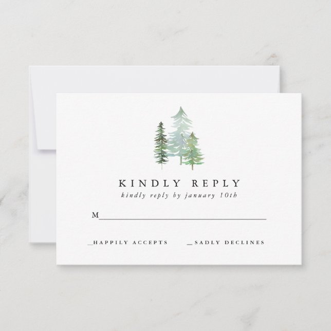 Antwortkarte für den Wald in Aquarellen RSVP Karte (Vorderseite)