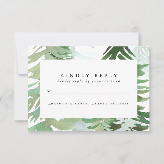 Antwortkarte für den Wald in Aquarellen RSVP Karte (Vorderseite)