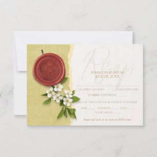 Antwortkarte für die Hochzeit mit rotem Siegel RSVP Karte