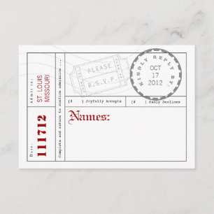 Antwortkarte für die Registerkarte "Modern Ticket" RSVP Karte