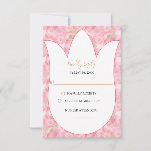 Antwortkarte für die rosa Aquarellfarben RSVP Karte (Vorderseite)