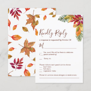 Antwortkarte für Herbsthochzeit "Fall in Love" Einladung