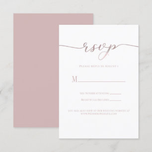 Antwortkarte für Hochzeit mit R.S.V.P. und rosa Sc Einladung