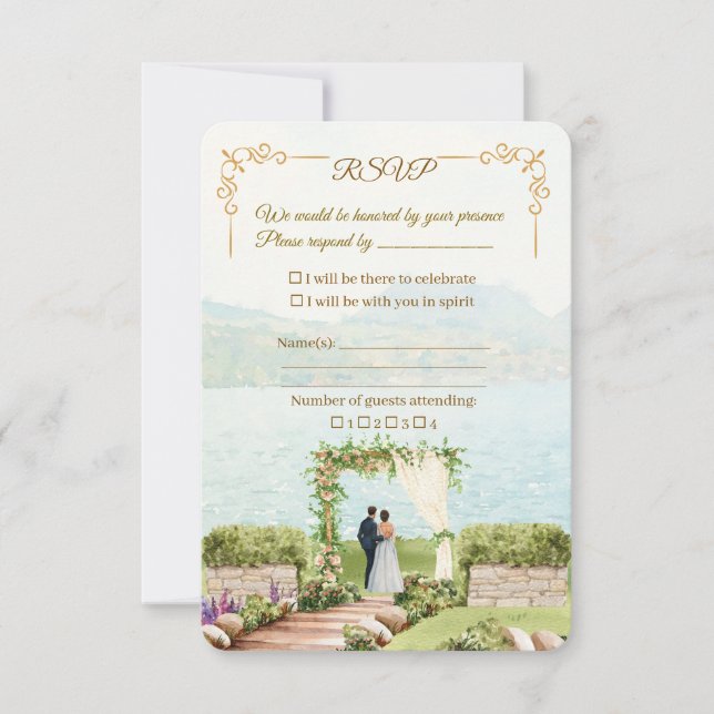 Antwortkarte für Hochzeit Whispering Botanica – Wa RSVP Karte (Vorderseite)