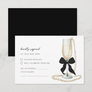Antwortkarte für Hochzeitsdusche mit schwarzer Sch RSVP Karte