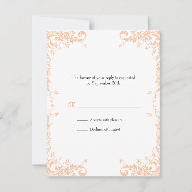Antwortkarte für Hochzeitstiege (Peach) RSVP Karte (Vorderseite)