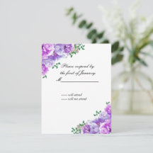 Antwortkarte für Minimalistische violette Blumen