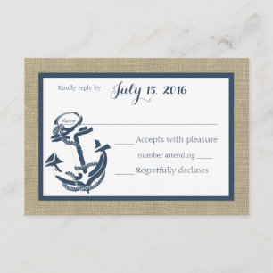 Antwortkarte für Navy Blue und Burlap RSVP Karte