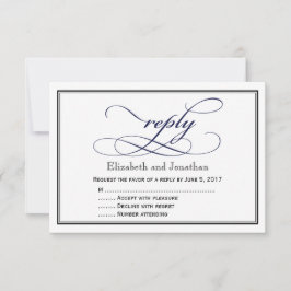 Antwortkarte für Navy Blue und White Script Einladung