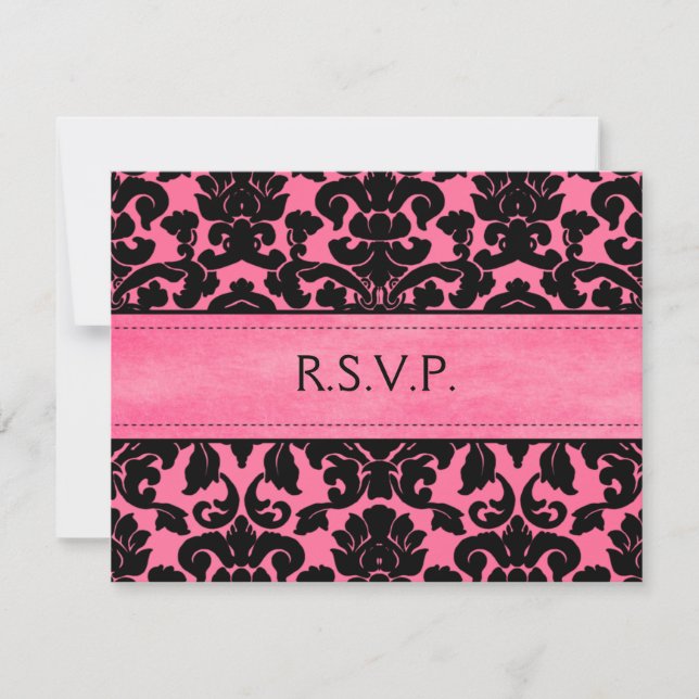 Antwortkarte für Rosa und Schwarze Damaskus RSVP Karte (Vorderseite)