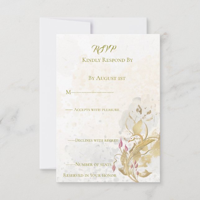Antwortkarte für Rost und botanisches Gold RSVP Karte (Vorderseite)
