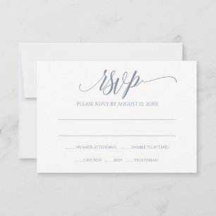Antwortkarte für RSVP Luxus-Kalligrafie (Staubbl Karte