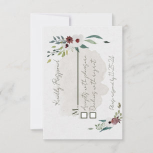 Antwortkarte für trostloses Blau und Wein RSVP Karte