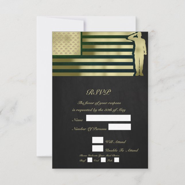 Antwortkarte für Veteranen im Rentenalter RSVP Karte (Vorderseite)
