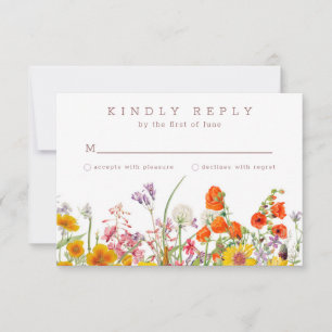 Antwortkarte für Wildflower-Hochzeit RSVP Karte