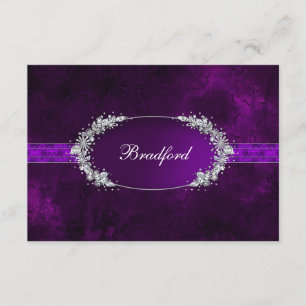 ANTWORTKARTE - LILA - OVAL INSET - IMITATE JEWELS RSVP KARTE
