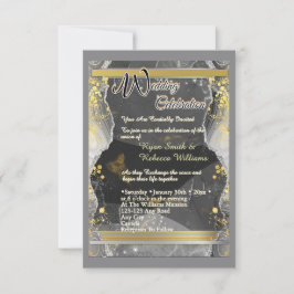 Antwortkarte mit Schwarz-Gold-Marmor-Optik RSVP Karte