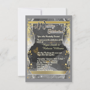 Antwortkarte mit Schwarz-Gold-Marmor-Optik RSVP Karte