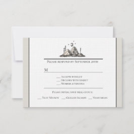 Antwortkarte mit tintenzeichnungen von Bergen RSVP Karte
