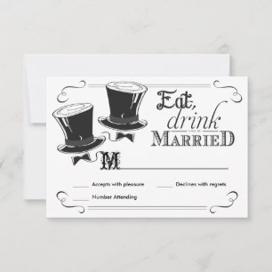 Antwortkarte Schiefertafel Schwule Hochzeit Tophüt RSVP Karte
