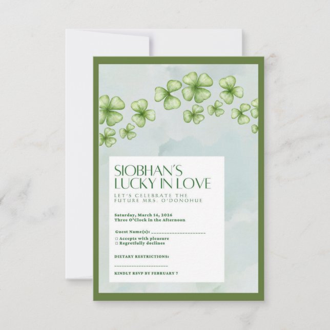 Antwortkarte zur Brautparty "Lucky in Love" RSVP Karte (Vorderseite)