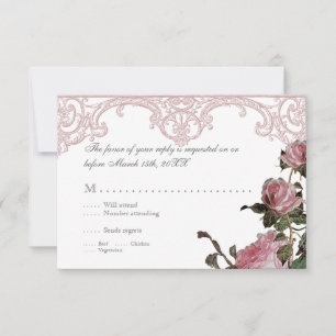 Antwortkarte zur Einladung - Trellis Rose Vintage