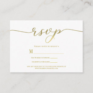 Antwortkarte zur Hochzeit mit Goldschrift R.S.V.P. Begleitkarte