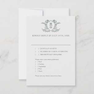 Antwortkarte zur Vintage-Crest-Regency-Hochzeit RSVP Karte