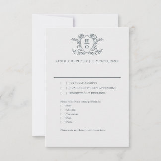 Antwortkarte zur Vintage-Crest-Regency-Hochzeit RSVP Karte