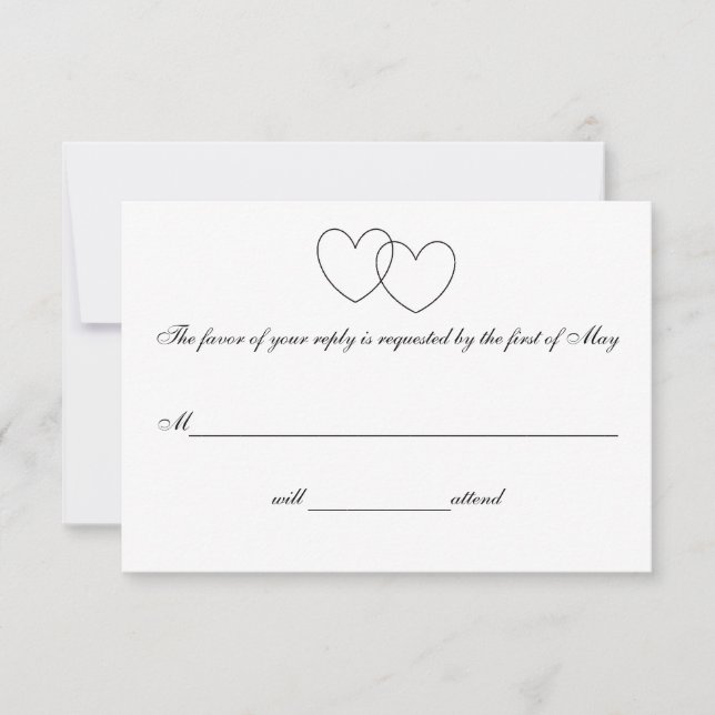 Antwortkarten mit "Blockieren der Herzen" RSVP Karte (Vorderseite)