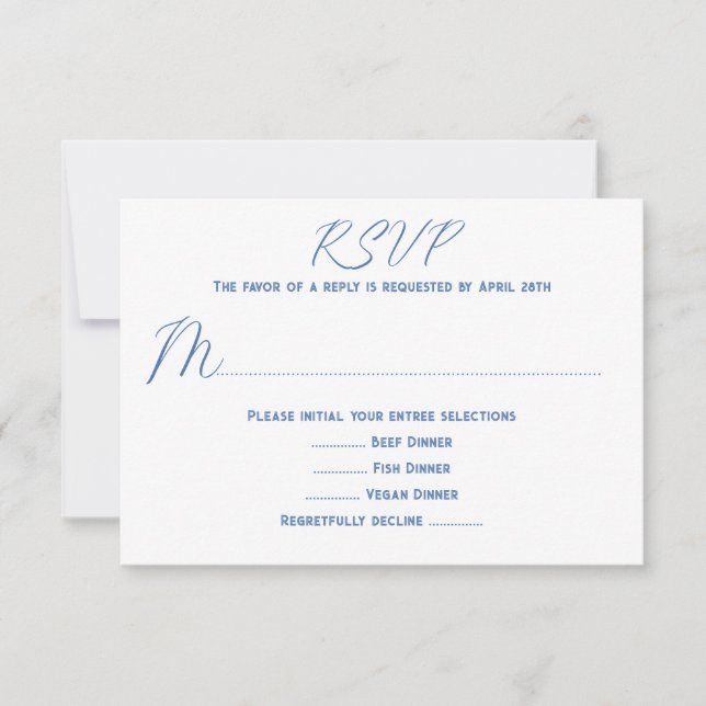 Antwortkarten vom White Wedding Menu Einladung (Vorderseite)