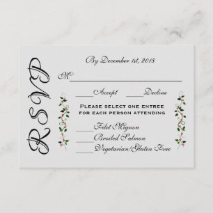 Antwortmenü für Hochzeitsstimmung im Dezember RSVP Karte