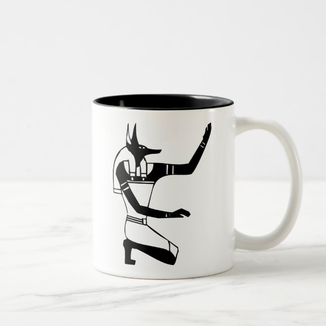 Anubis, ägyptische Hieroglyphe Zweifarbige Tasse (Rechts)