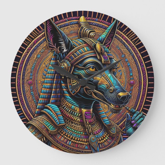 Anubis Ägyptische Kunst Große Wanduhr (Vorderseite)