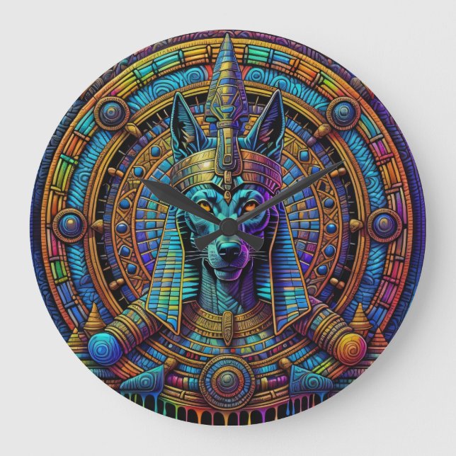 Anubis Ägyptische Kunst Große Wanduhr (Vorderseite)