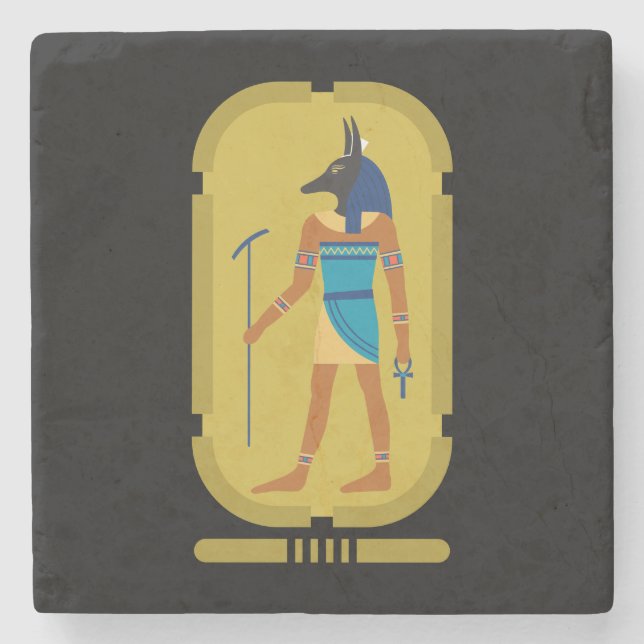 Anubis ägyptischer Gott der Mumifizierung Steinuntersetzer (Vorderseite)