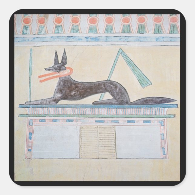 Anubis, ägyptischer Gott der Toten Quadratischer Aufkleber (Vorderseite)