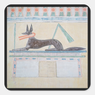Anubis, ägyptischer Gott der Toten Quadratischer Aufkleber