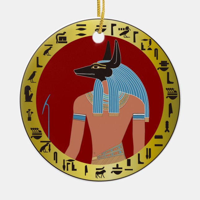 Anubis, ägyptischer Gott Keramik Ornament (Vorne)
