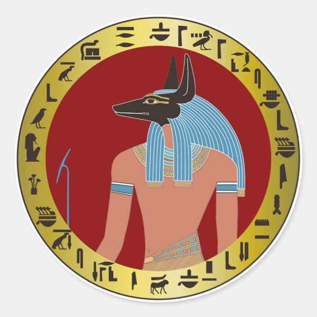 Anubis, ägyptischer Gott Runder Aufkleber (Vorderseite)