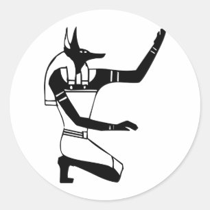 Anubis, Ägyptischer Hieroglyph Runder Aufkleber